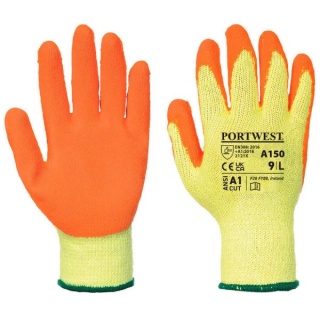 Portwest   A150 Orange - Classic Latex Grip -  Glove   ( Box of 216  Pairs )